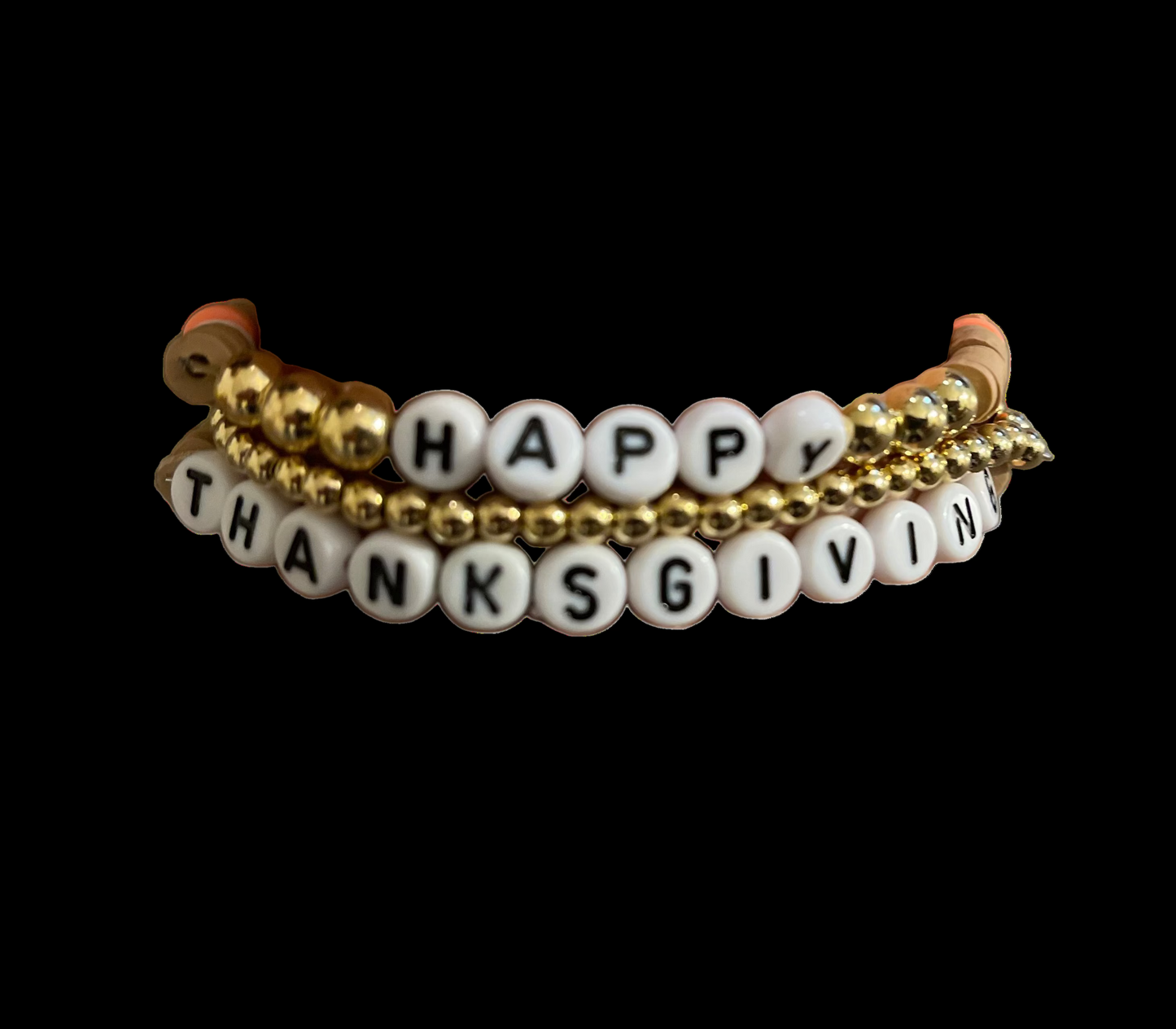 Happy thanksgiving clay beads bracelet (set of 3)