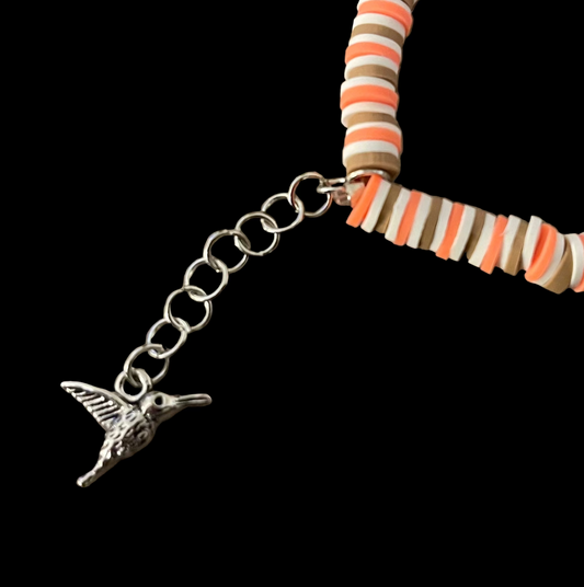 Fall/Autumn color bracelet with dangling bird charm