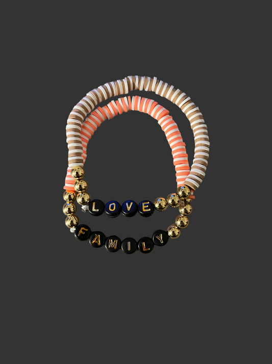 Set of 2 Autumn and thanksgiving colored bracelets 7in unstretched