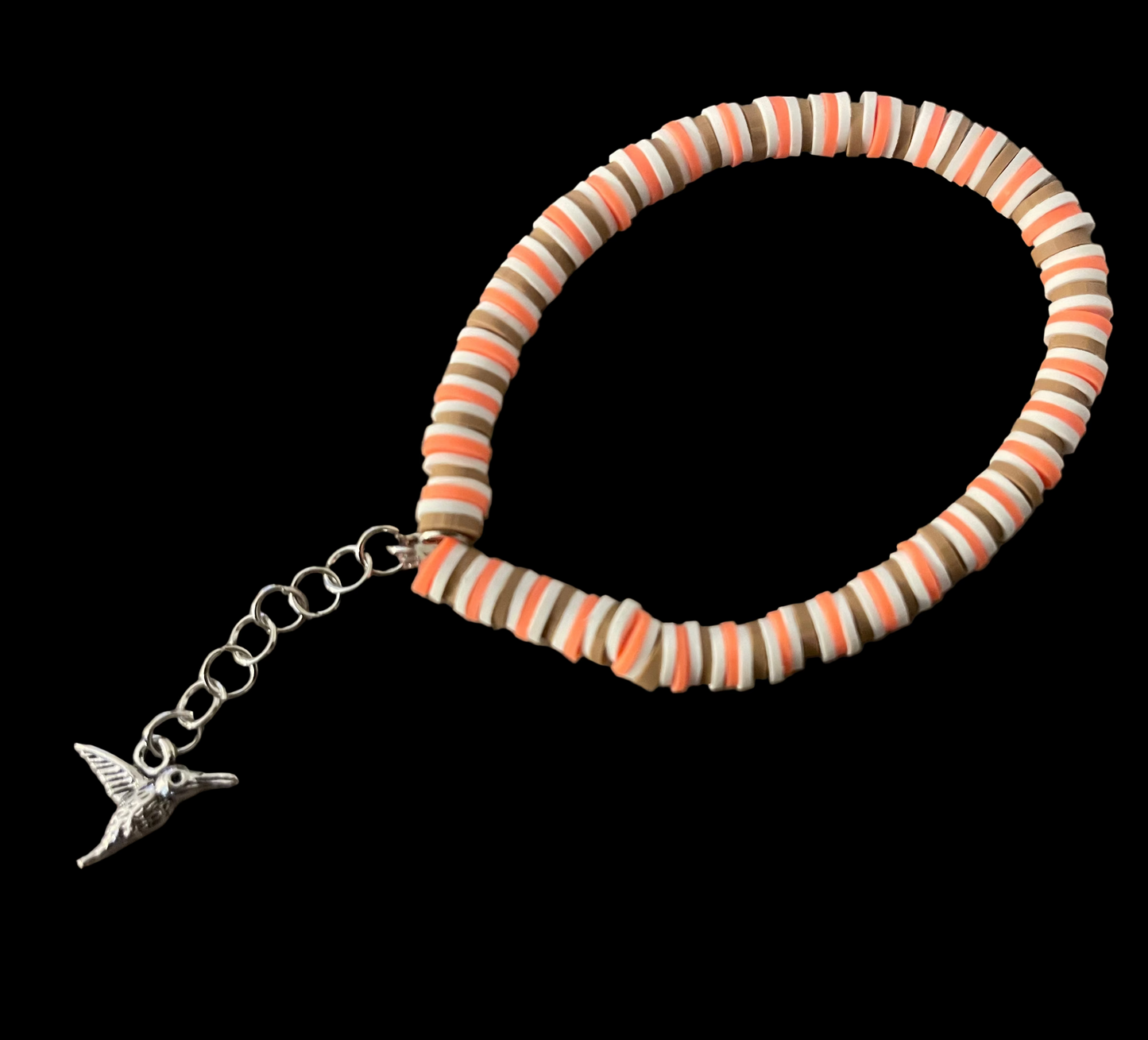 Fall/Autumn color bracelet with dangling bird charm