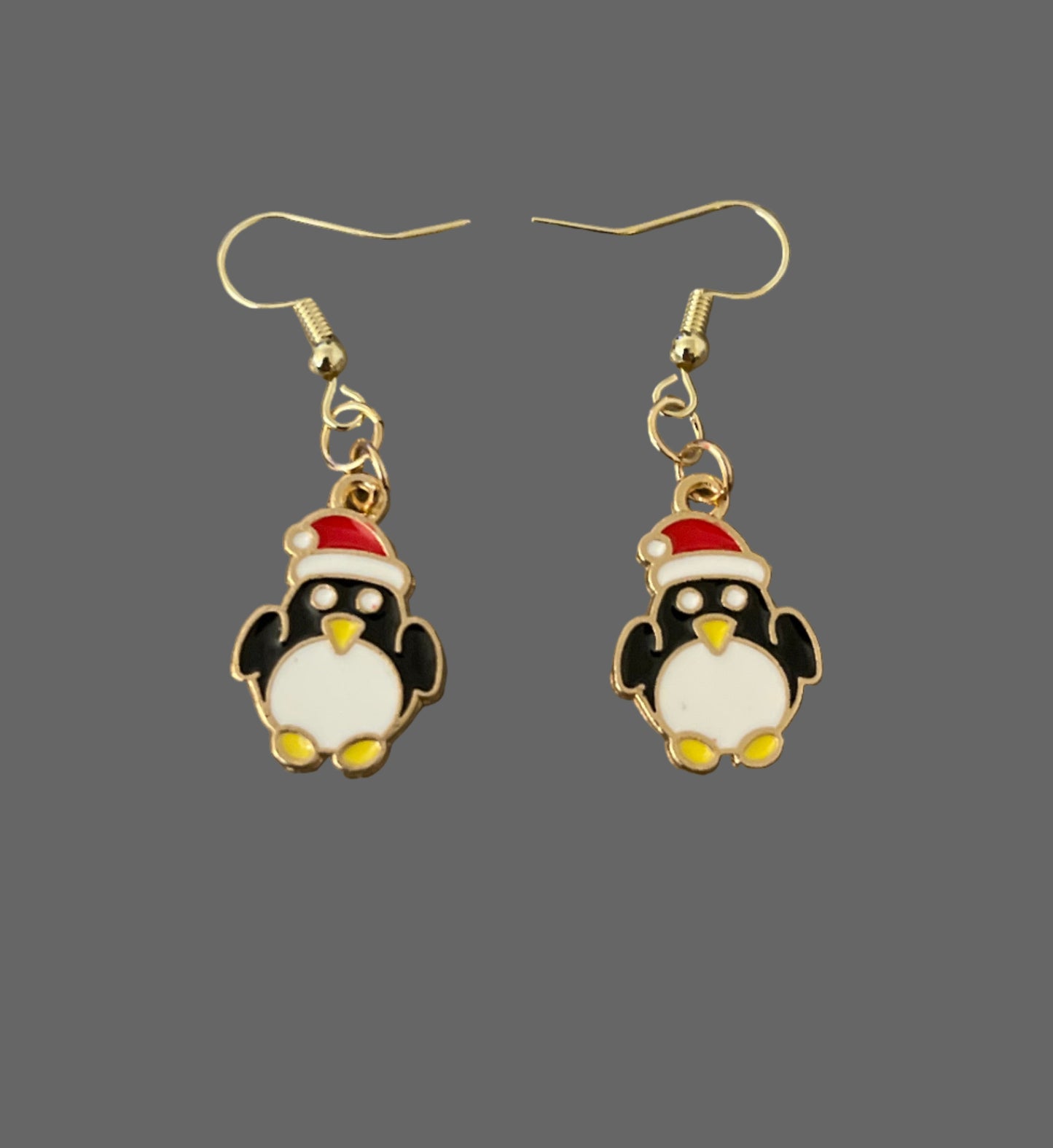 Penguin earrings w/Santa Clause hat on